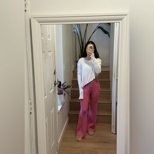 New! GB girl Rose red straight-leg knitted pants